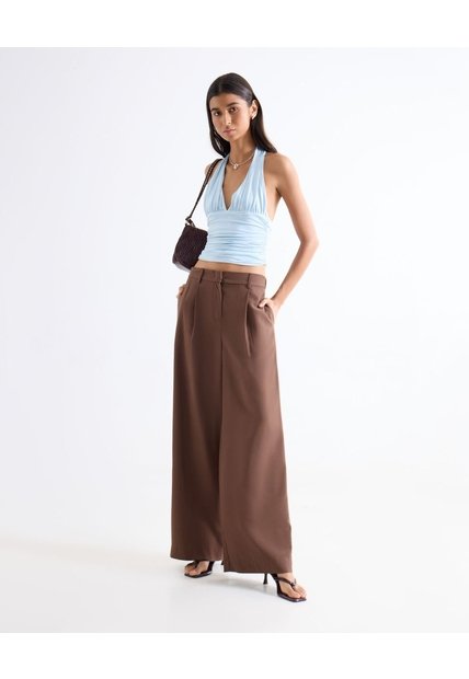 Pantalón Sastrero Encauchado  Para Mujer Taupe Seven Seven