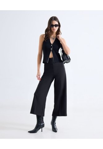 Pantalón Culotte Con Pinzas  Para Mujer Negro Seven Seven Seven Seven
