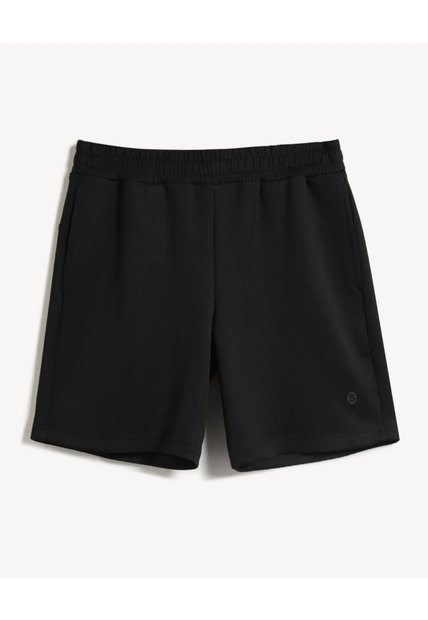 Bermuda Deportiva Con Pretina Elástica  Para Hombre Negro Seven Seven
