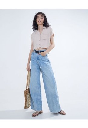 Blusa Para Mujer Manga Corta Color Beige Marca Seven Seven #28123881