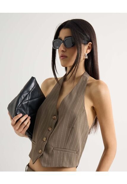 Chaleco Para Mujer Plano Color Taupe Marca Seven Seven #28250124