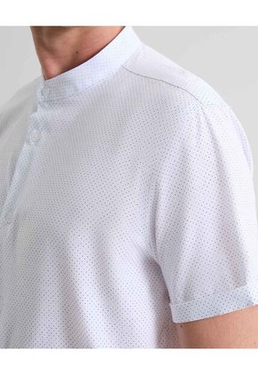 Camisa Cuello Mao Estampada  Para Hombre Crudo Seven Seven