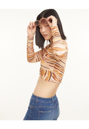 Camiseta Para Mujer Manga Larga Color Beige Marca Seven Seven #28094989