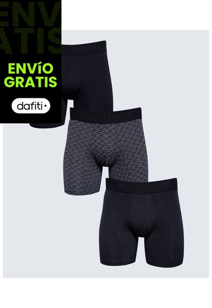 Pack X 3 Bóxer Medio Surtido X3 Para Hombre Negro Seven Seven