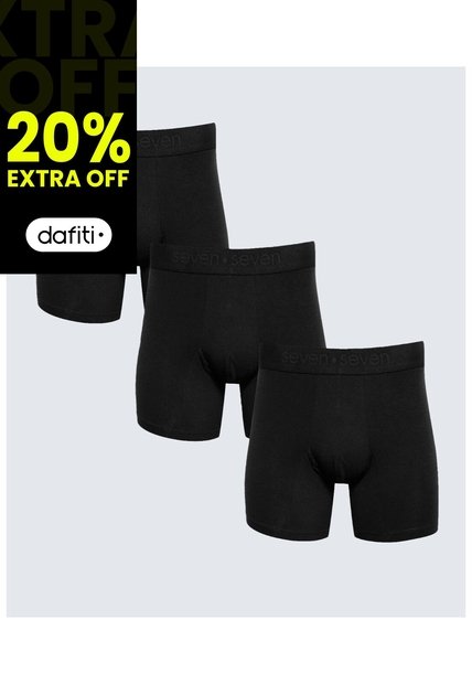 Pack X 3 Bóxer Medio X3 Para Hombre Negro Seven Seven