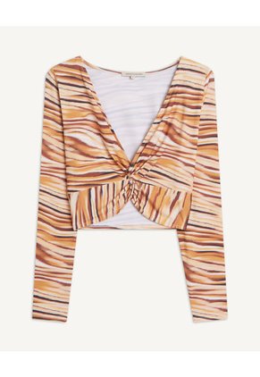 Camiseta Para Mujer Manga Larga Color Beige Marca Seven Seven #28094989