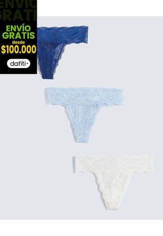 Panty Para Mujer Tanga Color Azul Marca Seven Seven #28800116 Seven Seven