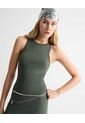 Vestido Largo En Rib  Para Mujer Verde Seven Seven de Seven Seven