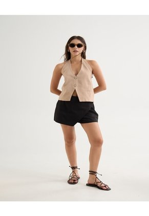Chaleco Escapalda Escotada  Para Mujer Taupe Seven Seven