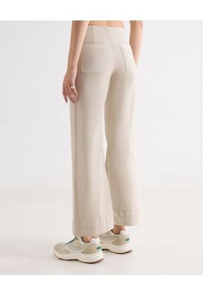Pantalón Amplio Tiro Alto  Para Mujer Beige Seven Seven