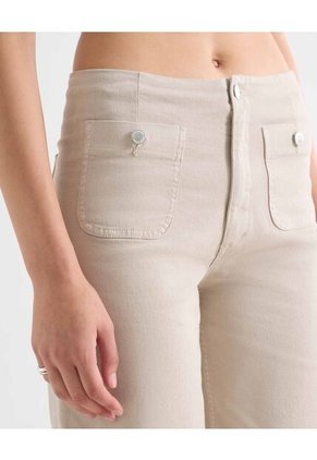 Pantalón Amplio Tiro Alto  Para Mujer Beige Seven Seven