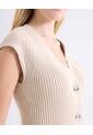 Chaleco Tejido Cuello V  Para Mujer Beige Seven Seven de Seven Seven