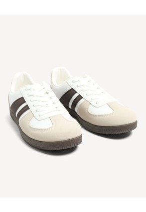 Tenis Retro De Contrastes Para Mujer Beige Seven Seven
