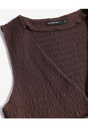 Camiseta  Para Mujer Manga Sisa Cuello V Color Café Marca Seven Seven #28096505