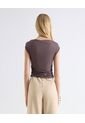 Camiseta Escote Ojal Recogidos Laterales  Para Mujer Café Seven Seven de Seven Seven