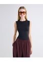 Camiseta Acanalada Escote Redondo  Para Mujer Negro Seven Seven de Seven Seven