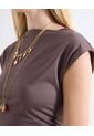 Camiseta Escote Ojal Recogidos Laterales  Para Mujer Café Seven Seven de Seven Seven