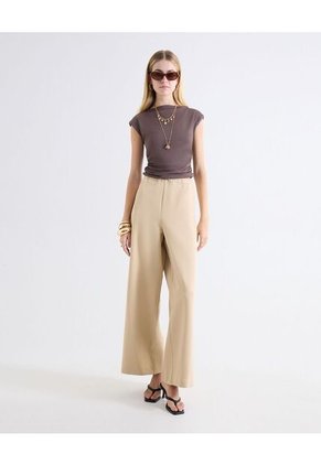 Camiseta Escote Ojal Recogidos Laterales Para Mujer Café Seven Seven