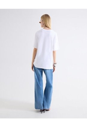 Camiseta Detalle Lencero Delantero Para Mujer Blanco Seven Seven