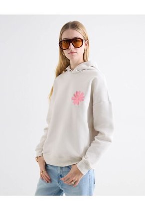 Buzo Capota Gráfico Posterior Para Mujer Blanco Seven Seven