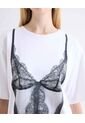 Camiseta Detalle Lencero Delantero  Para Mujer Blanco Seven Seven de Seven Seven