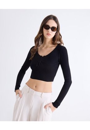 Camiseta Para Mujer Manga Larga Moda Color Negro Marca Seven Seven #28096432