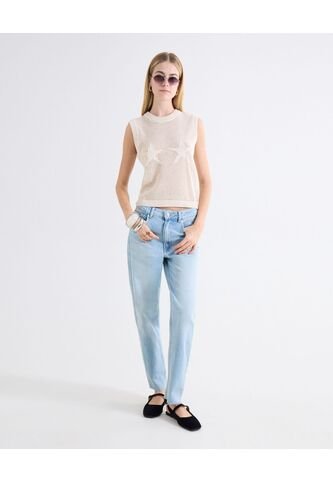 Jean Mom Ruedo Desflecado  Para Mujer Azul Seven Seven Seven Seven