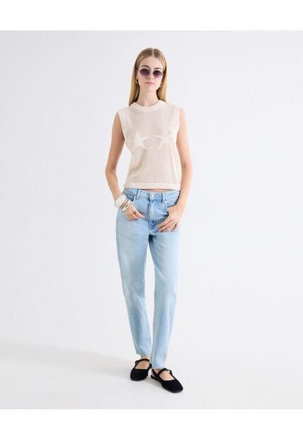 Jean Mom Ruedo Desflecado  Para Mujer Azul Seven Seven