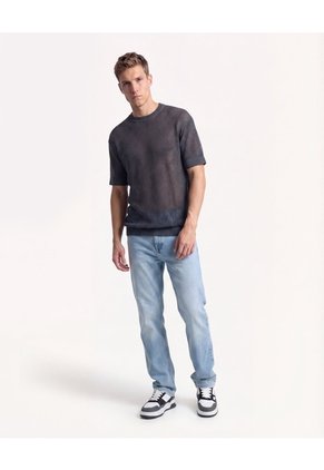 Camiseta Malla Efecto Lavado Para Hombre Gris Seven Seven