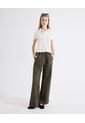 Pantalón Palazzo Pretina Fruncida  Para Mujer Verde Seven Seven de Seven Seven