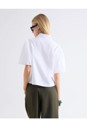 Blusa Camisera Manga Globo  Para Mujer Blanco Seven Seven
