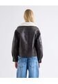 Chaqueta Efecto Cuero Borrego  Para Mujer Negro Seven Seven de Seven Seven