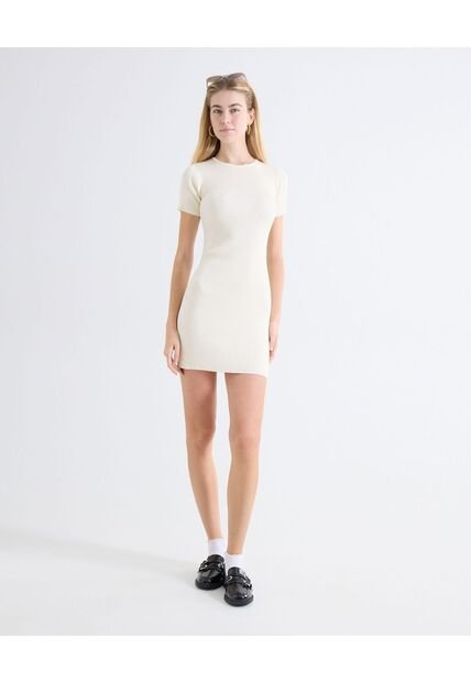 Vestido Mini Cuello Redondo  Para Mujer Blanco Seven Seven