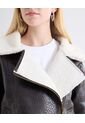 Chaqueta Efecto Cuero Borrego  Para Mujer Negro Seven Seven de Seven Seven