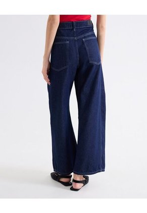 Jean Barrel Acabado Raw  Para Mujer Azul Seven Seven