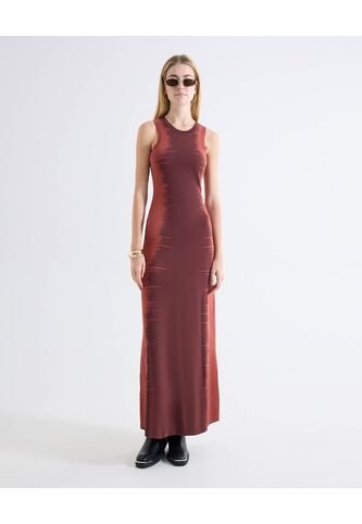 Vestido Jacquard Bicolor Largo  Para Mujer Vino Seven Seven Seven Seven