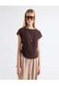 Camiseta Texturizada Recogido Lateral  Para Mujer Verde Seven Seven de Seven Seven