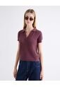 Camiseta Polo Tricot Texturizada  Para Mujer Vino Seven Seven de Seven Seven