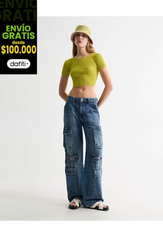 Jean Para Mujer Wide-Leg Color Azul Marca Seven Seven #28160947 Seven Seven