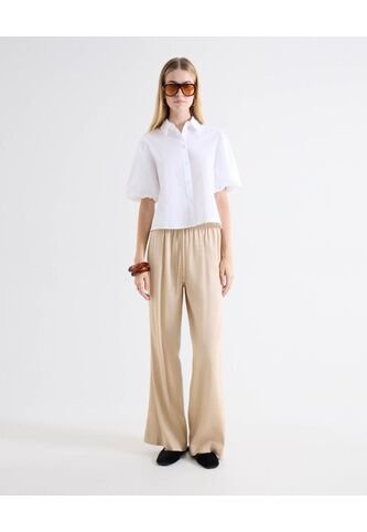 Pantalón Barrel Corte Curvo  Para Mujer Beige Seven Seven Seven Seven
