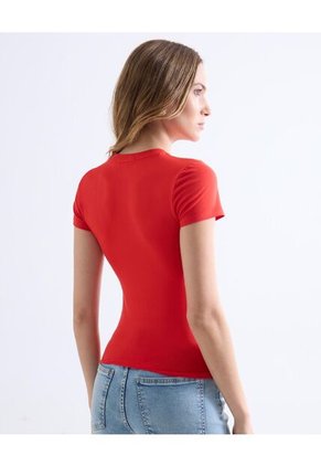 Camiseta  Para Mujer Manga Corta Cuello Redondo Color Rojo Marca Seven Seven #28096560