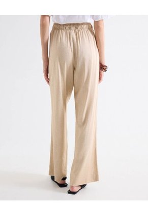 Pantalón Barrel Corte Curvo  Para Mujer Beige Seven Seven