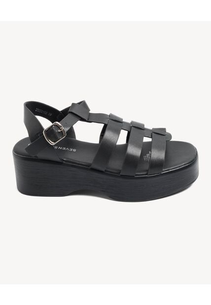 Sandalias De Plataforma  Para Mujer Negro Seven Seven