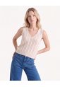Chaleco Tejido Bicolor  Para Mujer Beige Seven Seven de Seven Seven