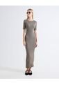 Vestido Largo Textura Punto  Para Mujer Gris Seven Seven de Seven Seven
