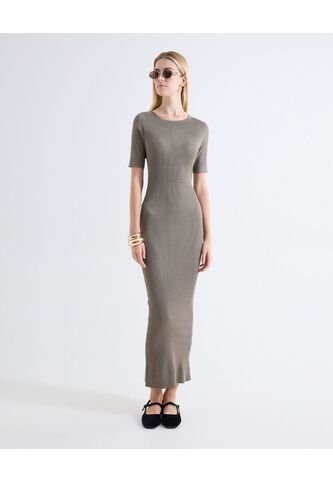 Vestido Largo Textura Punto  Para Mujer Gris Seven Seven Seven Seven