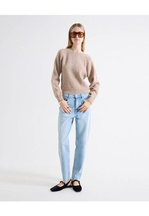 Saco Tejido Cuello Redondo Para Mujer Café Seven Seven
