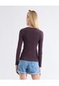 Camiseta Acanalada Cut Out Frontal  Para Mujer Café Seven Seven de Seven Seven