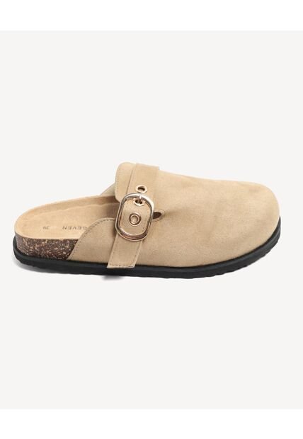 Mules Casual Con Hebilla Xl  Para Mujer Beige Seven Seven