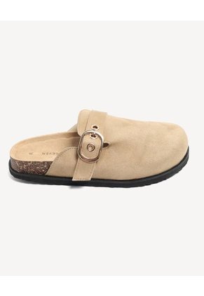 Mules Casual Con Hebilla Xl Para Mujer Beige Seven Seven